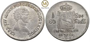 1/2 speciedaler 1824 Carl XIV Johan. Kv.0