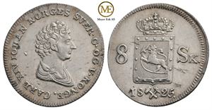 8 skilling 1825 Carl XIV Johan. Kv.0