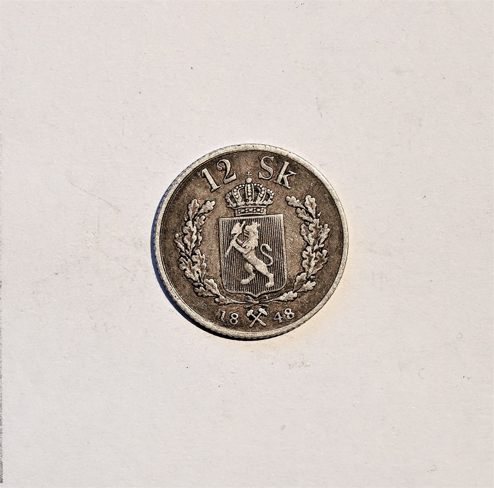 Norge 12 skilling 1848 kv. 1+