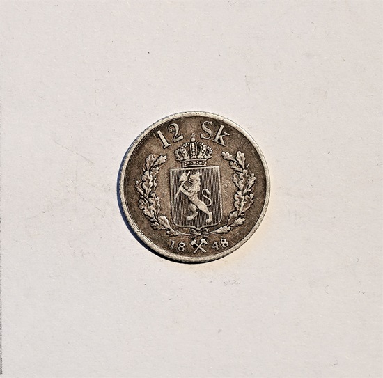 Norge 12 skilling 1848 kv. 1+