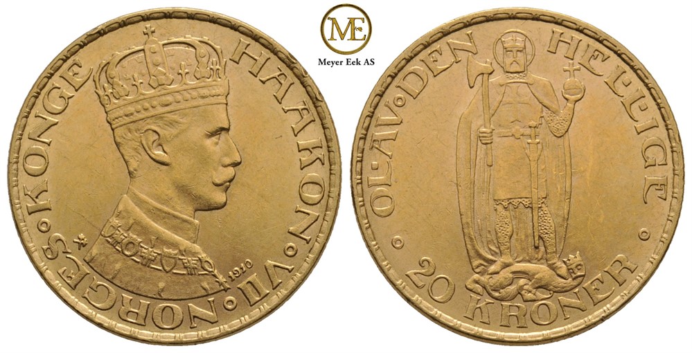 20 kroner 1910 Haakon VII. Kv.0/01