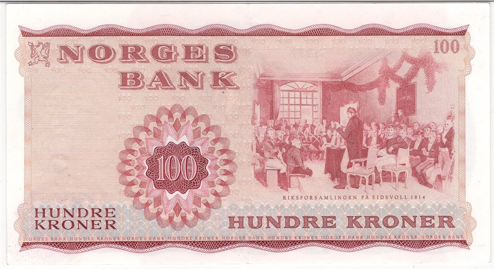 100 kroner 1977 Z.0595183 erstatningsseddel. Kv.01