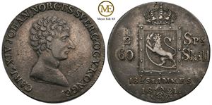1/2 speciedaler 1821 Carl XIV Johan. Kv.01