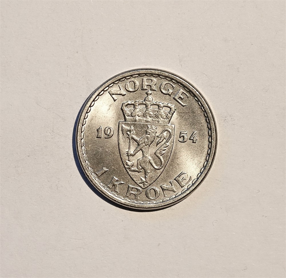 Norge 1 krone 1954 kv. 0
