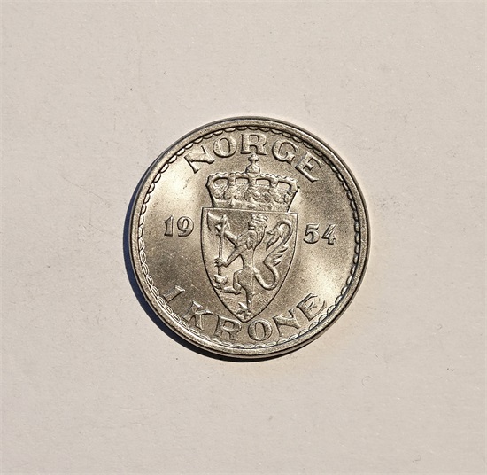 Norge 1 krone 1954 kv. 0