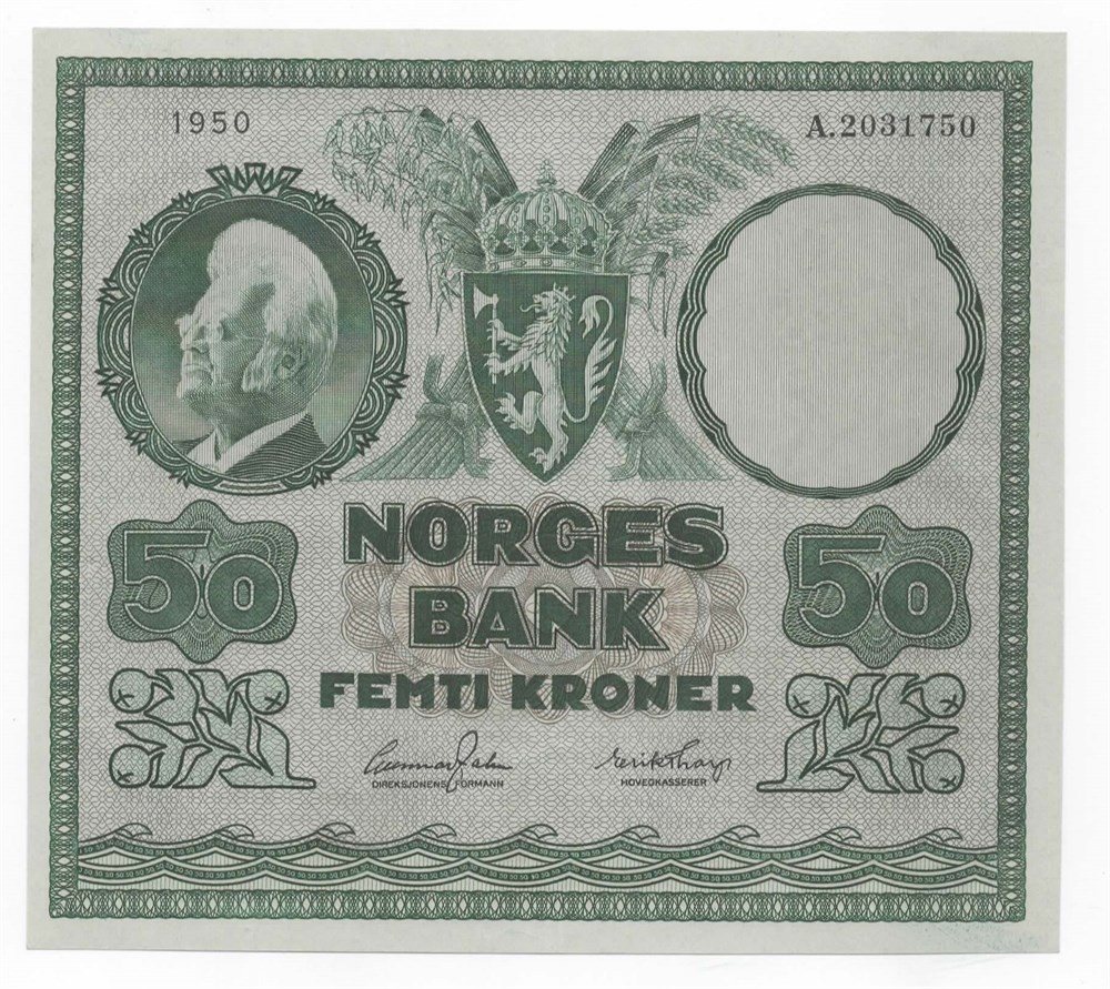 Norge 50 kroner 1950 A kv. 0