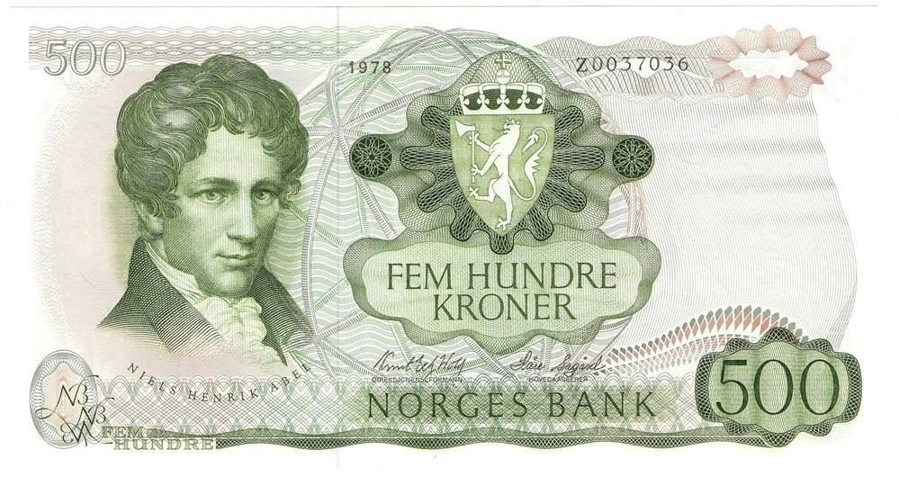 500 kroner 1978 Z.0037036 erstatningsseddel. Kv.0/01