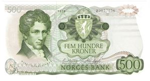 500 kroner 1978 Z.0037036 erstatningsseddel. Kv.0/01