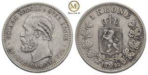 1 krone 1892 Oscar II. Kv.1+