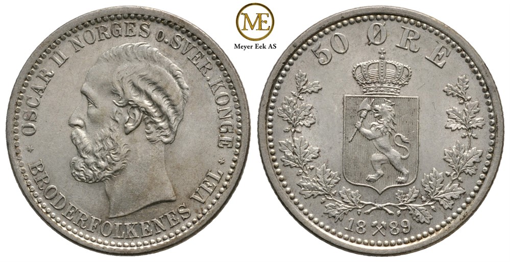 50 øre 1889 Oscar II. Kv.0