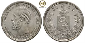 50 øre 1889 Oscar II. Kv.0