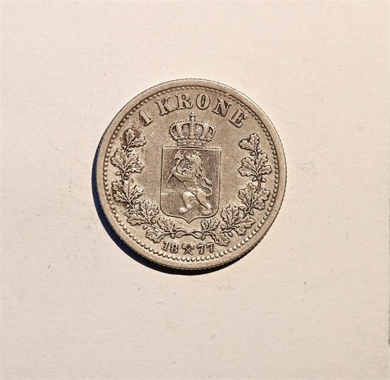 Norge 1 krone 1877 kv. 1+
