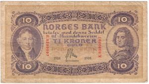 10 kroner 1916 E.8399997. Kv.1