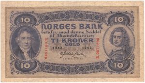 10 kroner 1942 B.0071599. Kv.0/01