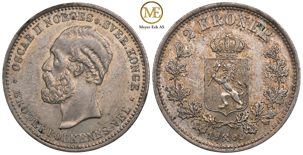 2 kroner 1902 Oscar II. Kv.0/01