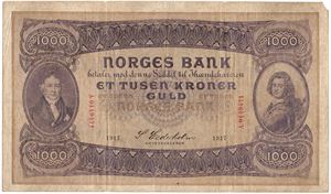 1000 kroner 1917 A.0149471. Kv.1-