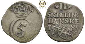 2 skilling 1685 Christian V. Kv.1/1+