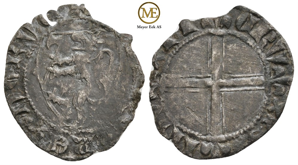 Penning Håkon V. Magnusson. (1299-1319) Kv.1+