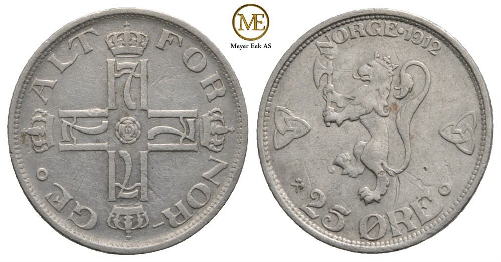 25 øre 1912 Haakon VII. Kv.1+