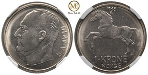 1 krone 1968 Olav V. MS66. Prakt eksemplar