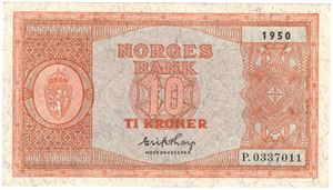 10 kroner 1950 P.0337011. Kv.0