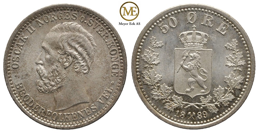 50 øre 1889 Oscar II. Kv.0