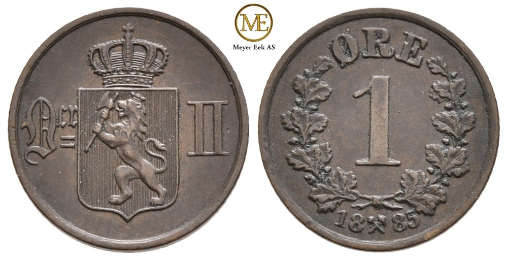 1 øre 1885 Oscar II. Kv.01