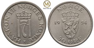 50 øre 1954 Haakon VII. Kv.0/01