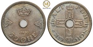 50 øre 1939 Haakon VII. Kv.0