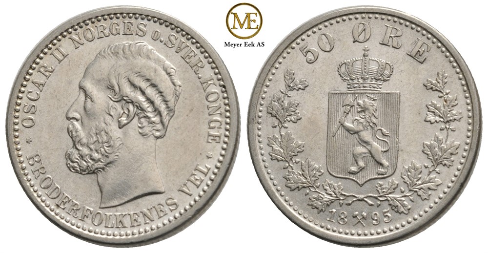 50 øre 1895 Oscar II. Kv.0