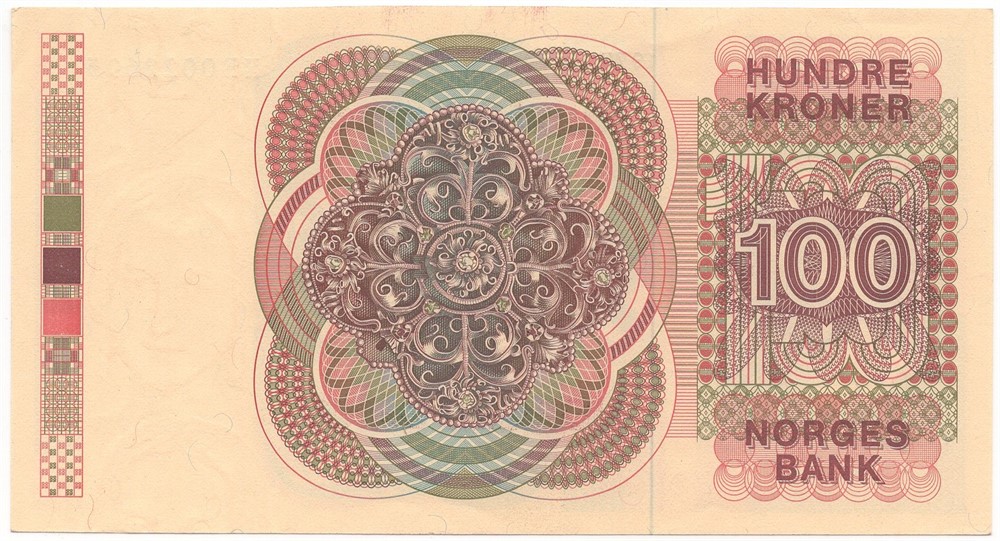 100 kroner 1977 HF. Erstatningsseddel. Kv.0/01