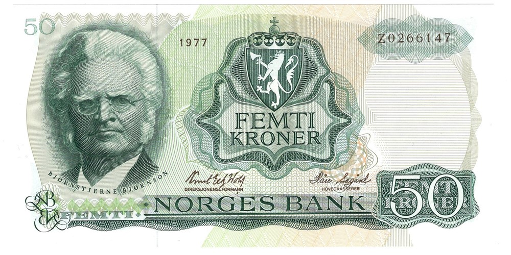 50 kroner 1977 Z.0266147. Erstatningsseddel. Kv.0