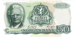 50 kroner 1977 Z.0266147. Erstatningsseddel. Kv.0