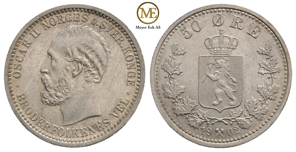50 øre 1902 Oscar II. Kv.0