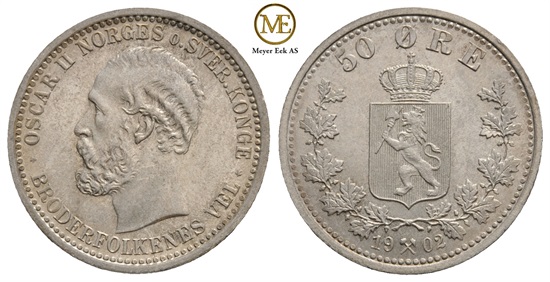 50 øre 1902 Oscar II. Kv.0