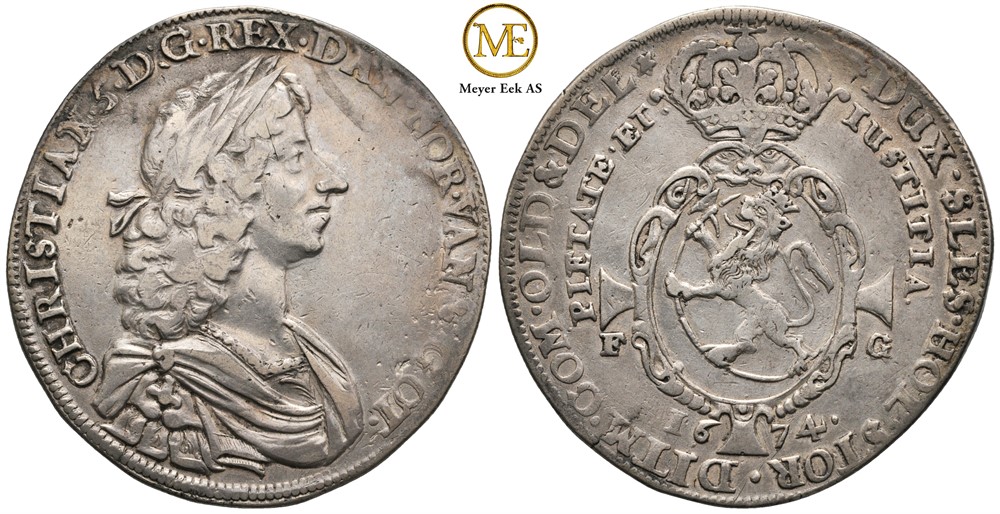 Speciedaler 1674 Christian V. Kv.1+