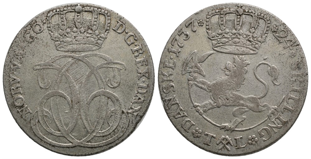 24 skilling 1737 Christian VI. Kv.1+