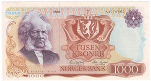 1000 kroner 1980 B.4976802. Kv.0/01