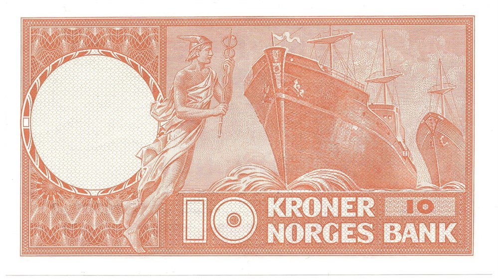 10 kroner 1969 X.3086513 erstatningsseddel. Kv.0/01
