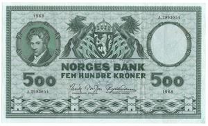 500 kroner 1968 A.2993054. Kv.1/1+