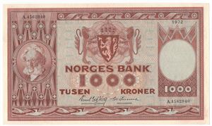 1000 kroner 1972 A.4562940. Kv.0