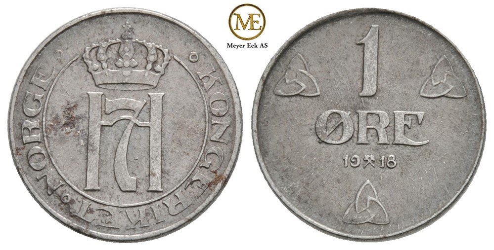 1 øre 1918 Haakon VII. Kv.0