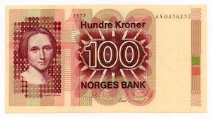 100 kroner 1977 AS ex. Skanfil 10.1.20