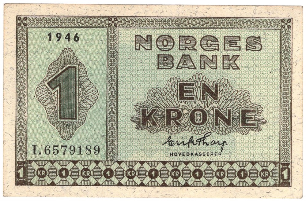 1 krone 1946 I.6579189. Kv.0/01