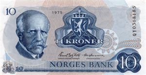 10 kroner 1975 QY erstatningsseddel. Kv.0