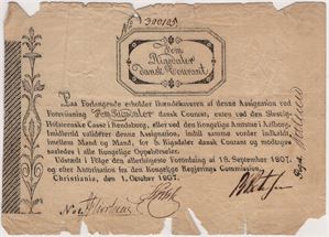 Assignasjonsbevis 5 Rigsdaler 1807 No.300105. Kv.1-