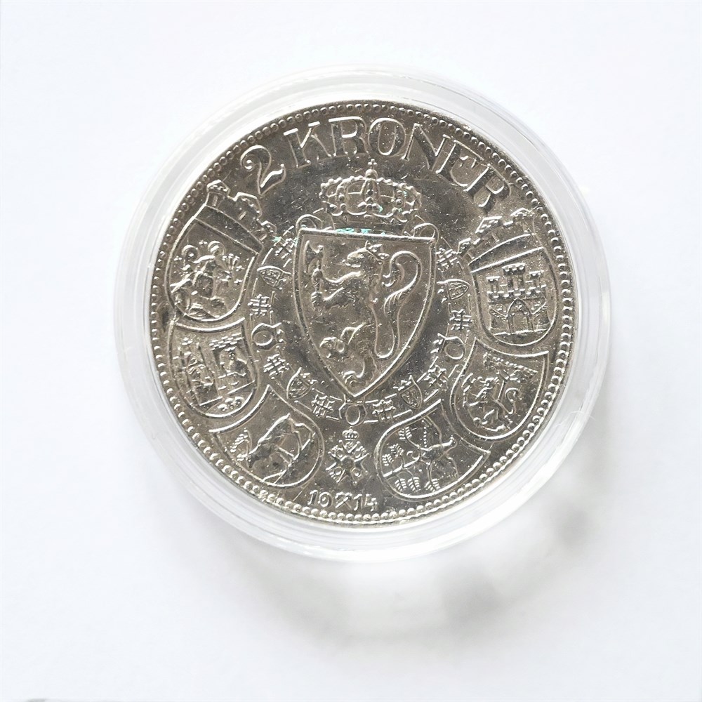 Norge 2 kroner 1914 kv. 1+