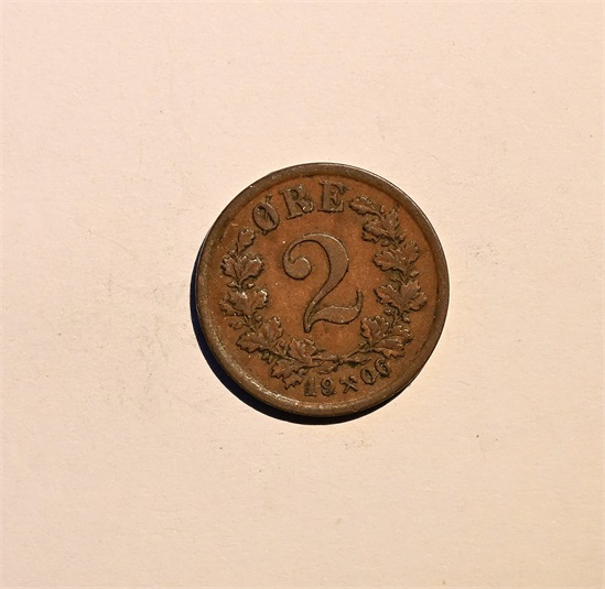 Norge 2 øre 1906 kv. 1+