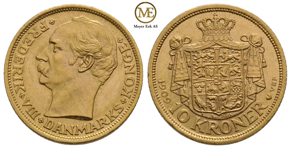 10 kroner 1909 Frederik VIII. Kv.0/01