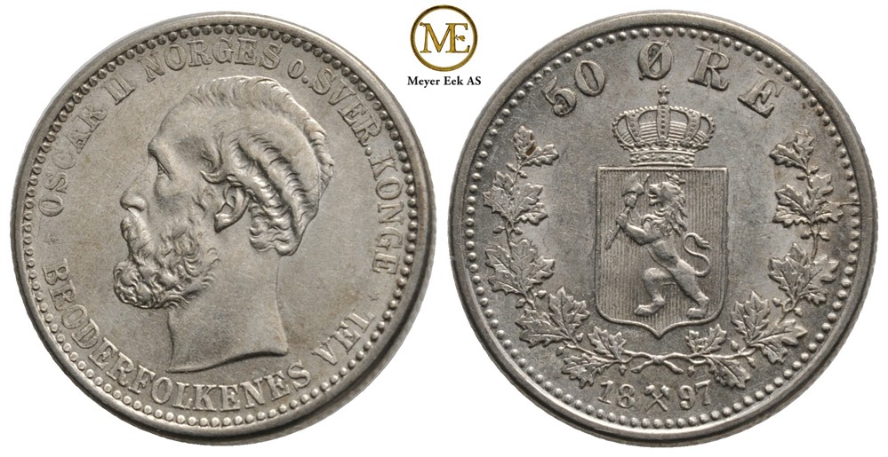 50 øre 1897 Oscar II. Kv.0/01